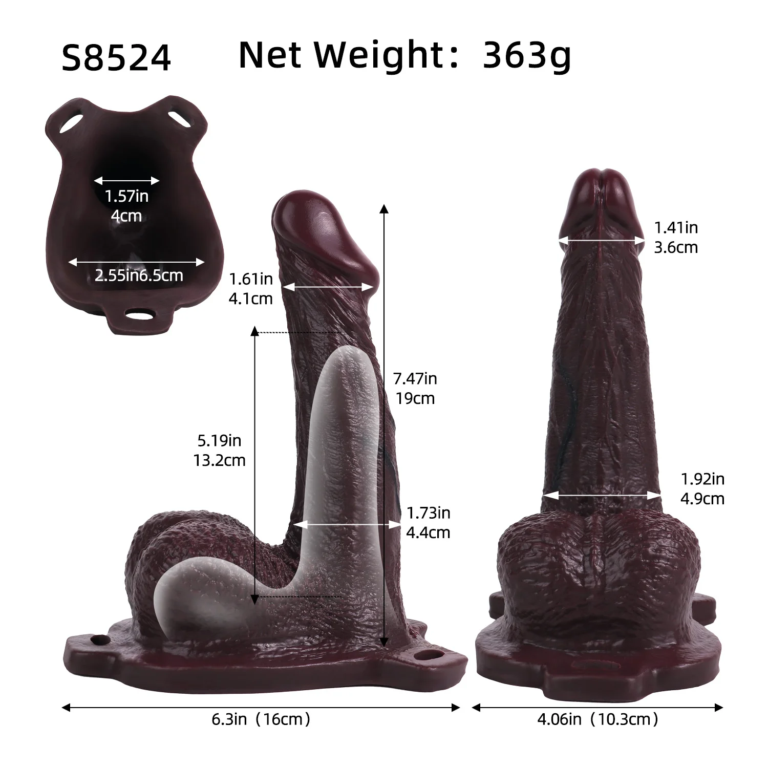 Dave 7.5" x 1.7" Strap on Realistic Brown Penis Sleeve