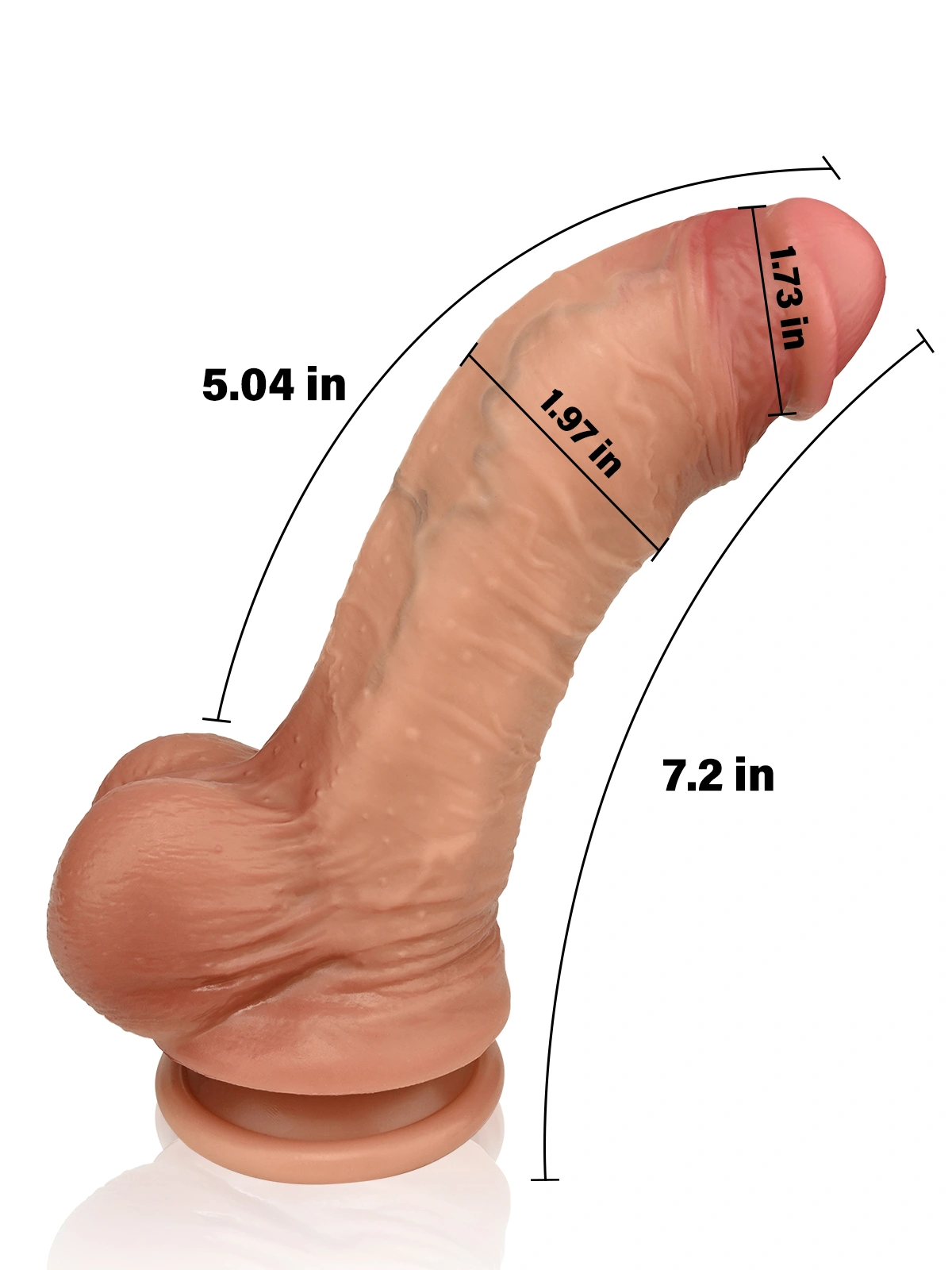 Silas 7.2" x 2"  Flesh-Tone Curved Realistic Dildos