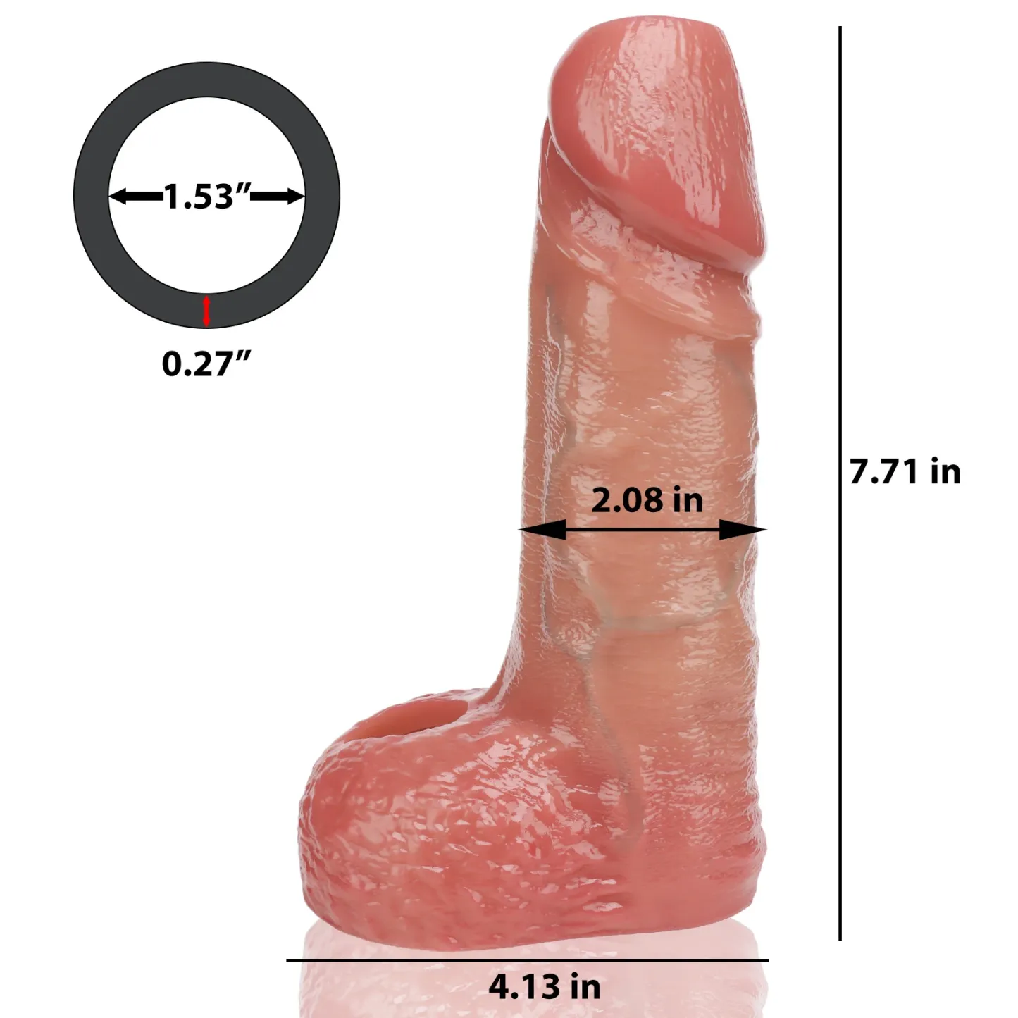 Smith 7.7" x 2.1" Flesh Open-End Realistic Cock Girth Sleeve 
