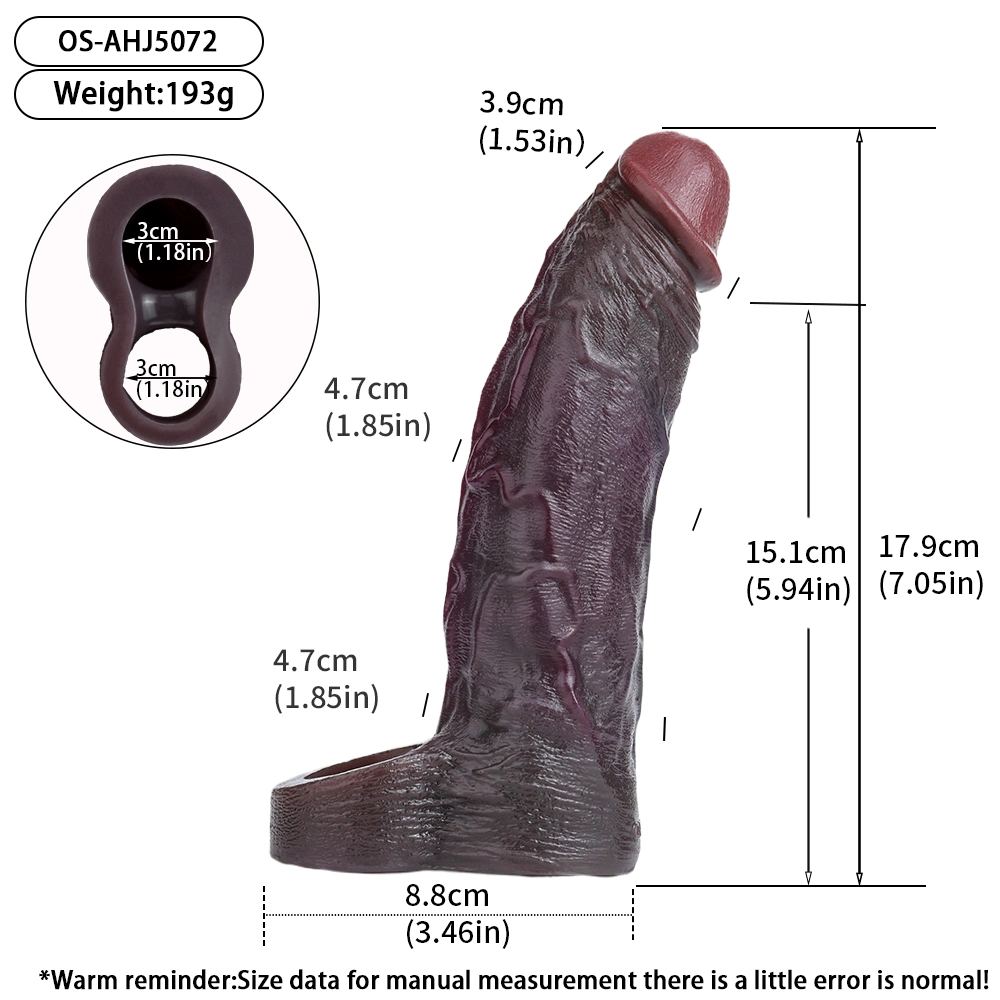 Tommy 8"×1.8" Realistic Black Cock Sleeve , Body-Safe Silicone Extender Sleeve