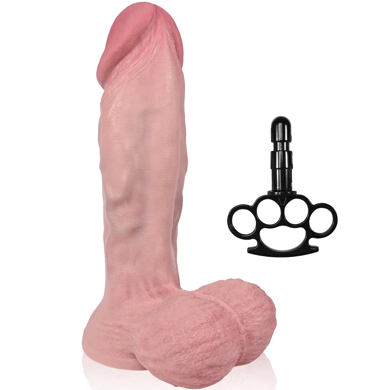 Dave 8.8" x 2.5" Big Thick Sliding Skin Vac-U-Lock Dildo With Moving Balls & Suction Cup