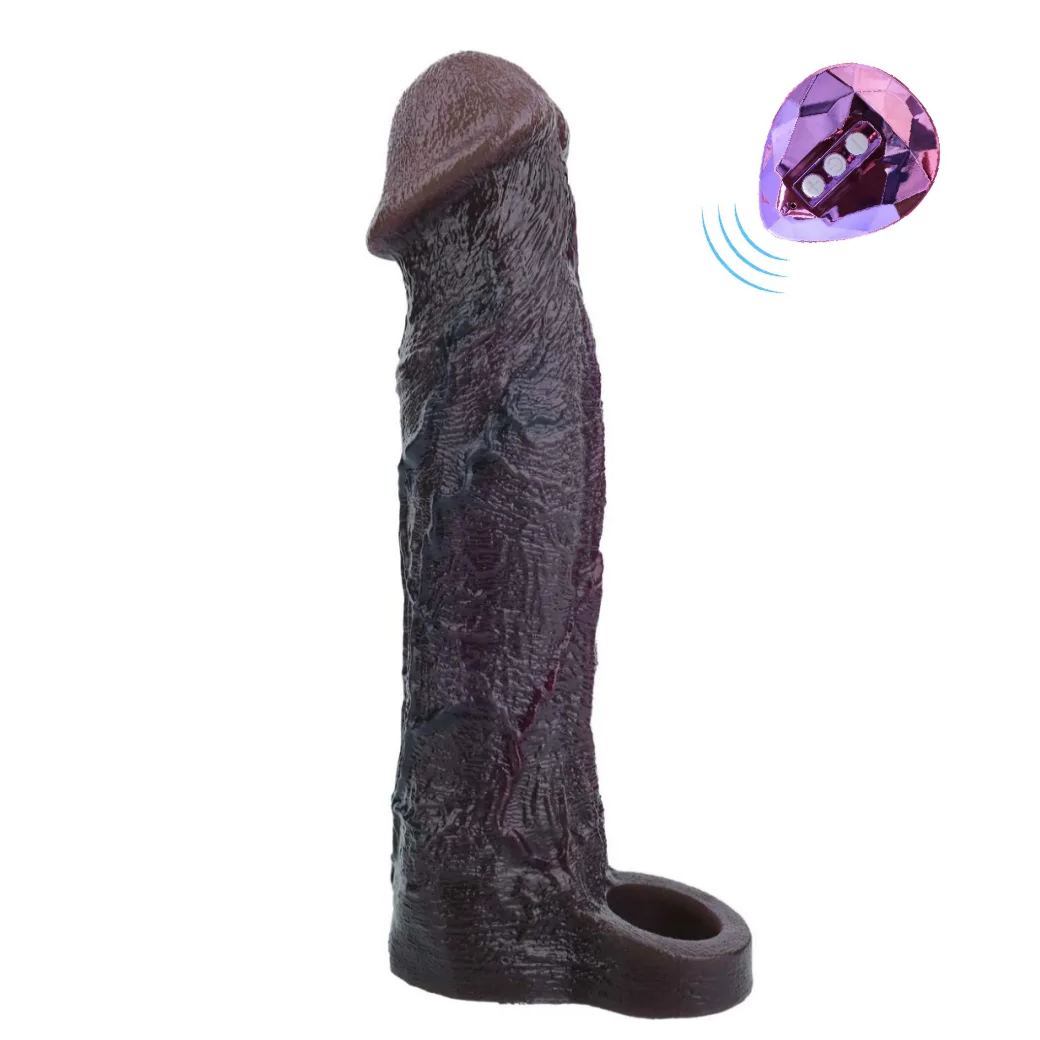 Leo 9.1"×2.2" Huge Black Realistic Penis Sleeve | 10 Vibration Modes
