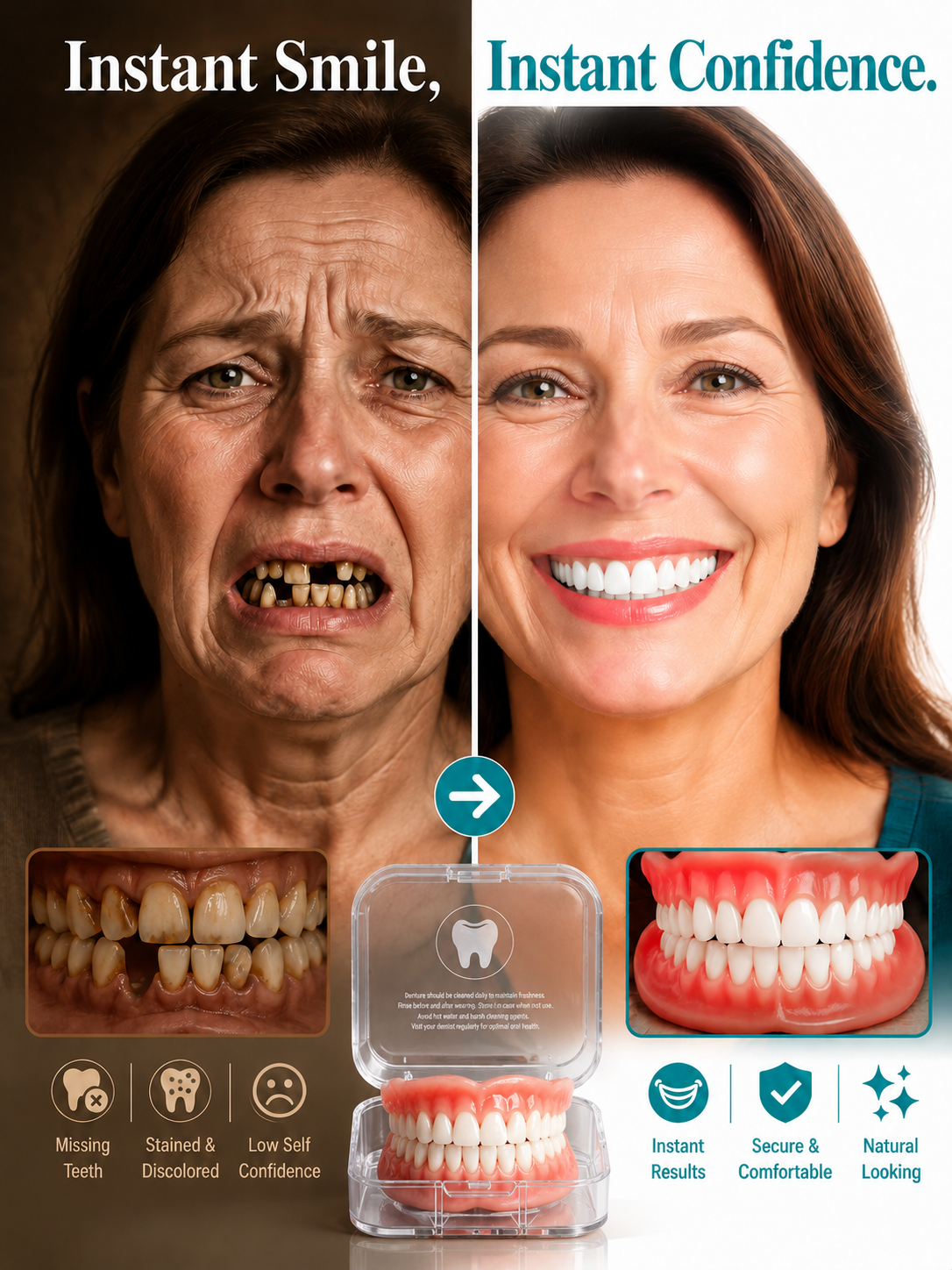【💯Awarded the highest food-grade safety certification!💯】🔥Rediscover Confidence with a Smile Denture Kit🔥👍Buy one get one free, 98.9% positive reviews, 99% repurchase rate!