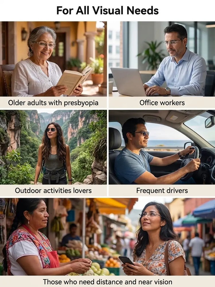 Diamond-cut rimless anti-blue light color-changing glasses，No more eye tests: Autofocus technology automatically adjusts to your eyesight.