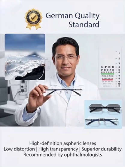 Diamond-cut rimless anti-blue light color-changing glasses，No more eye tests: Autofocus technology automatically adjusts to your eyesight.