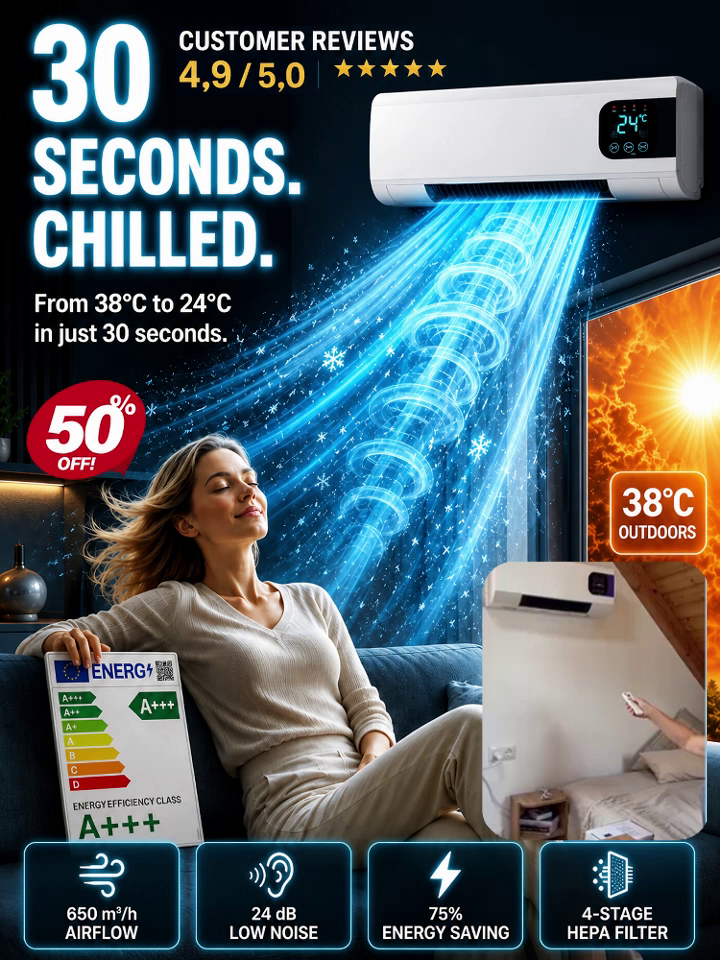 【Cools down in 3 seconds, a summer essential!】Wall-mounted Heating and Cooling Air Conditioner【One unit is equivalent to four, meeting all your needs!】