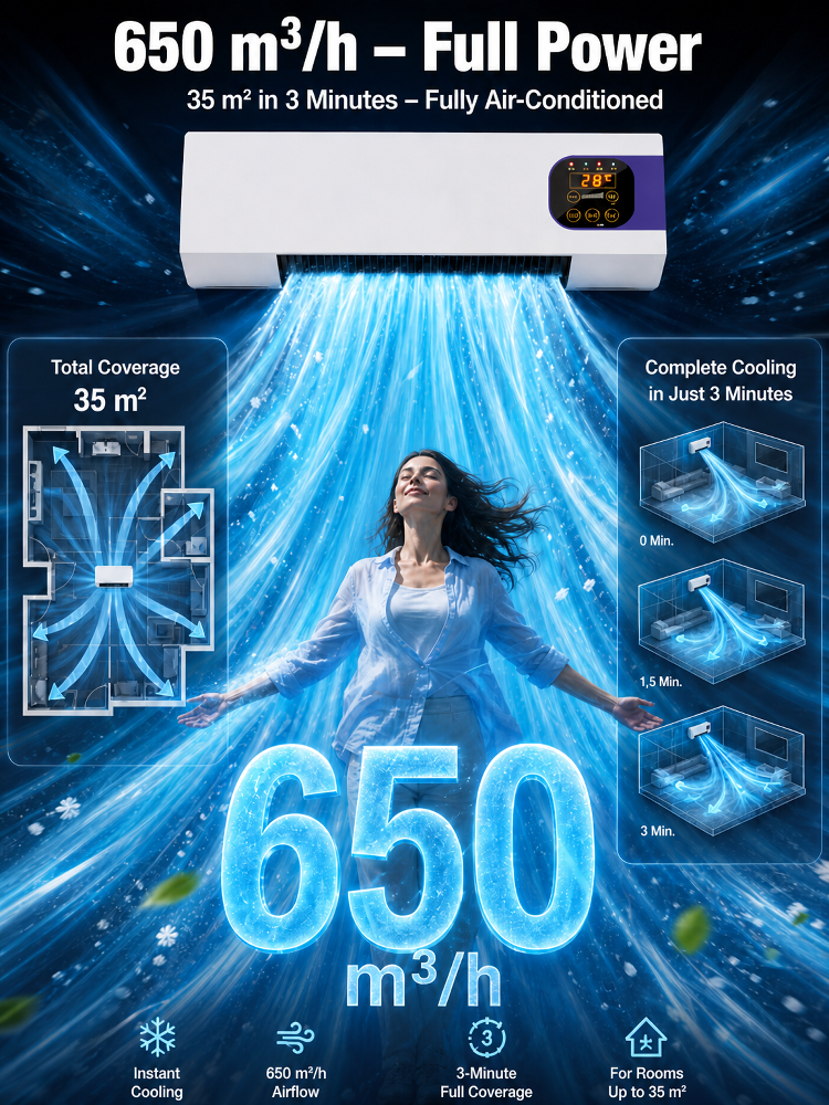 【Cools down in 3 seconds, a summer essential!】Wall-mounted Heating and Cooling Air Conditioner【One unit is equivalent to four, meeting all your needs!】