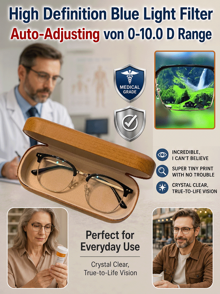 [No Eye Exam Required] Retro-Style Smart Zoom Photochromic Reading Glasses【It also features photochromic properties, blue light protection, and fatigue reduction!】