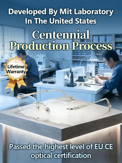 【A Single Pair for Both Near and Far Vision】Pure Titanium Frameless Blue Light Blocking Reading Glas