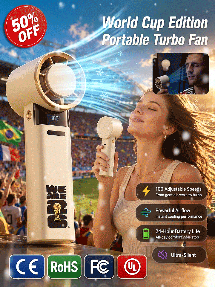 【World Cup Limited Edition】Semiconductor Handheld Cooling Fan【Aerospace-grade semiconductor cooling, instant cooling in 3 seconds!】
