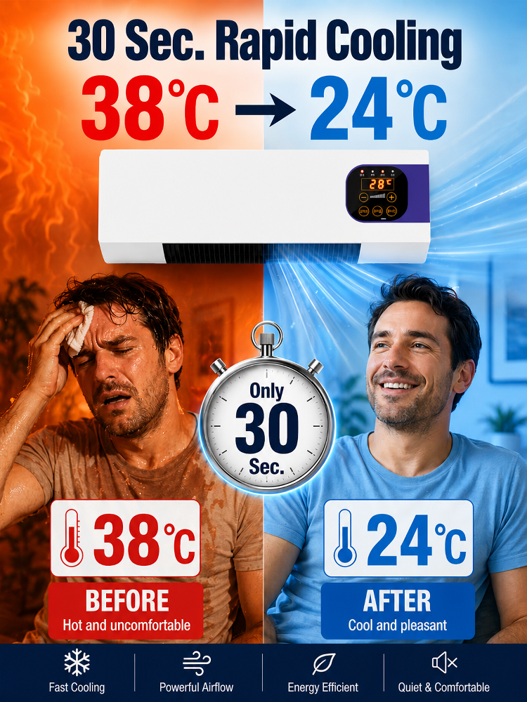 【Cools down in 3 seconds, a summer essential!】Wall-mounted Heating and Cooling Air Conditioner【One unit is equivalent to four, meeting all your needs!】