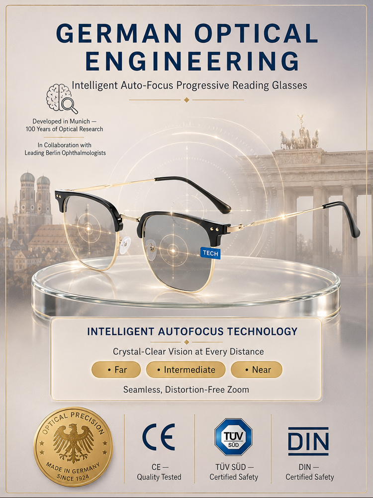 [No Eye Exam Required] Retro-Style Smart Zoom Photochromic Reading Glasses【It also features photochromic properties, blue light protection, and fatigue reduction!】