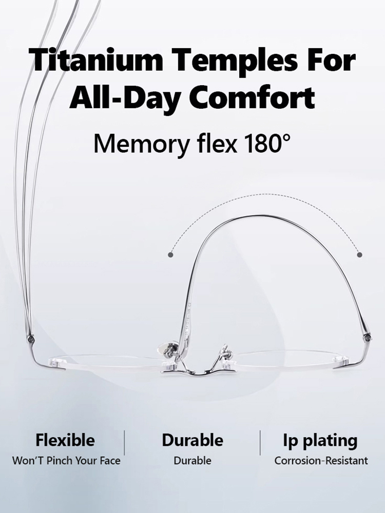 【A Single Pair for Both Near and Far Vision】Pure Titanium Frameless Blue Light Blocking Reading Glas