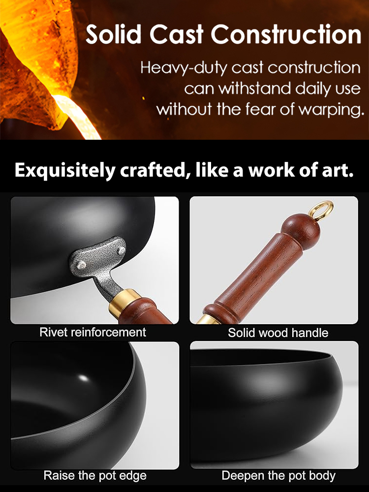 🎁100th Anniversary Sale: Tsubame-Sanjo hand-hammered Japanese wok. 100% toxin-free & natural non-stick. 80% OFF artisan iron wok + free rosewood spatula & lid.