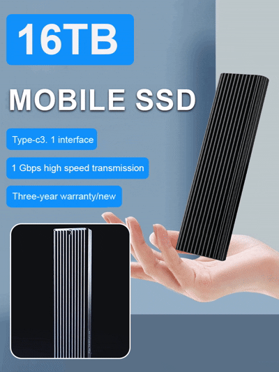 💎16TB Type-C Portable SSD: Universal for All Devices, 1GB/s Read Speed, ✨Stable Storage Without Lag
