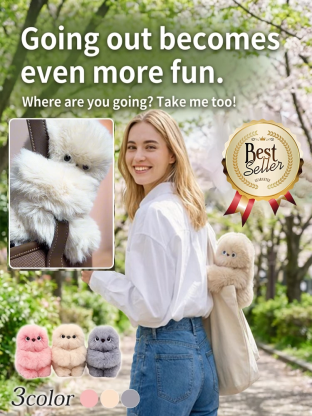 【Going out becomes  】the fuzzy, sloth‑like robot that clamps onto your bag or arm and brings instant joy.