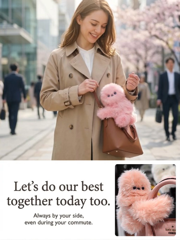 【Going out becomes  】the fuzzy, sloth‑like robot that clamps onto your bag or arm and brings instant joy.