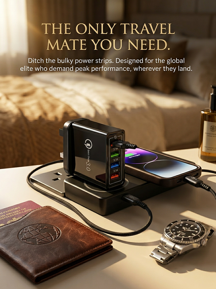 🔋 Four-Port Travel Charger for Extended Phone Battery Life，Make Your Phone Run 15% Faster Than the Brand New iPhone 17🚀