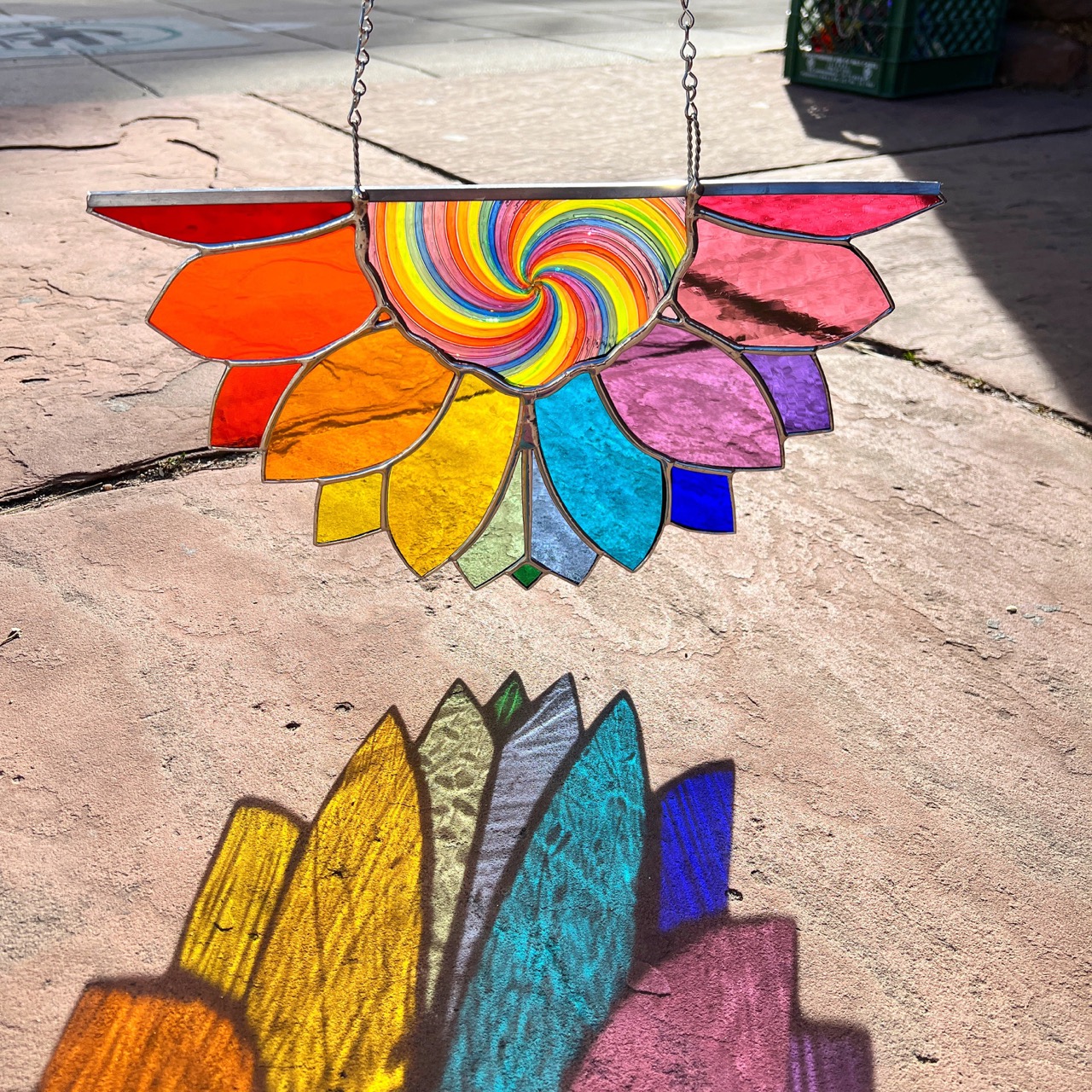 Large Rainbow Iridescent Antique Sunflower