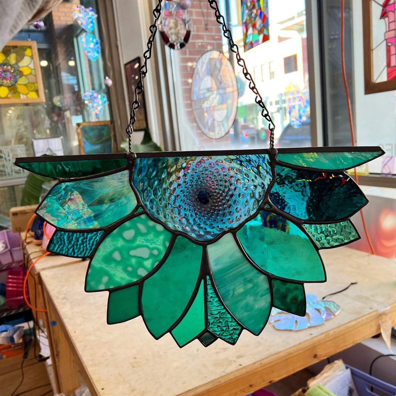 Large Rainbow Iridescent Antique Sunflower