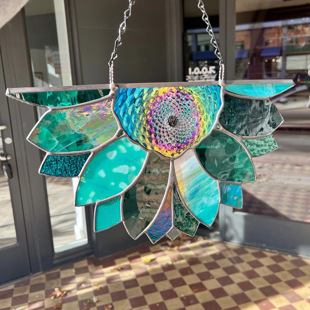 Large Rainbow Iridescent Antique Sunflower