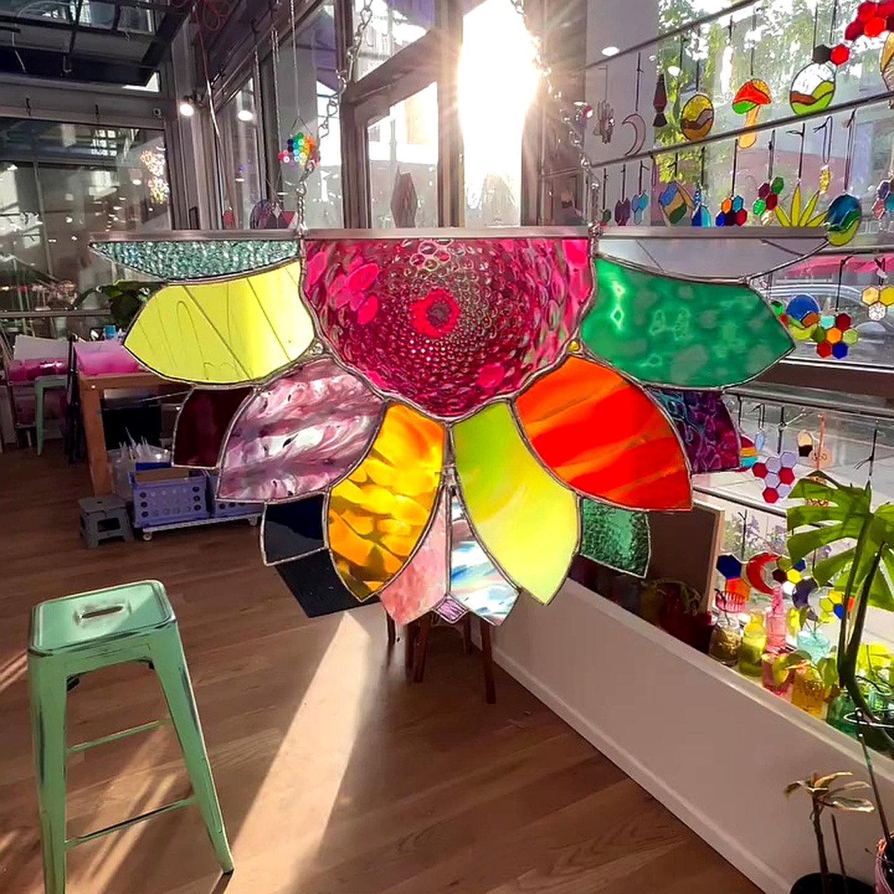 Large Rainbow Iridescent Antique Sunflower