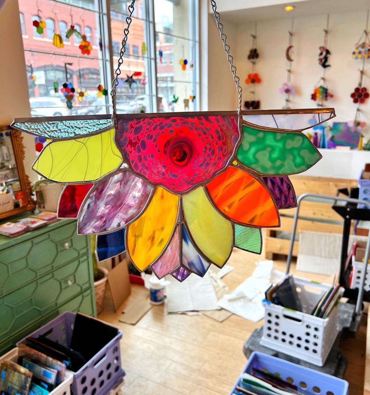 Large Rainbow Iridescent Antique Sunflower