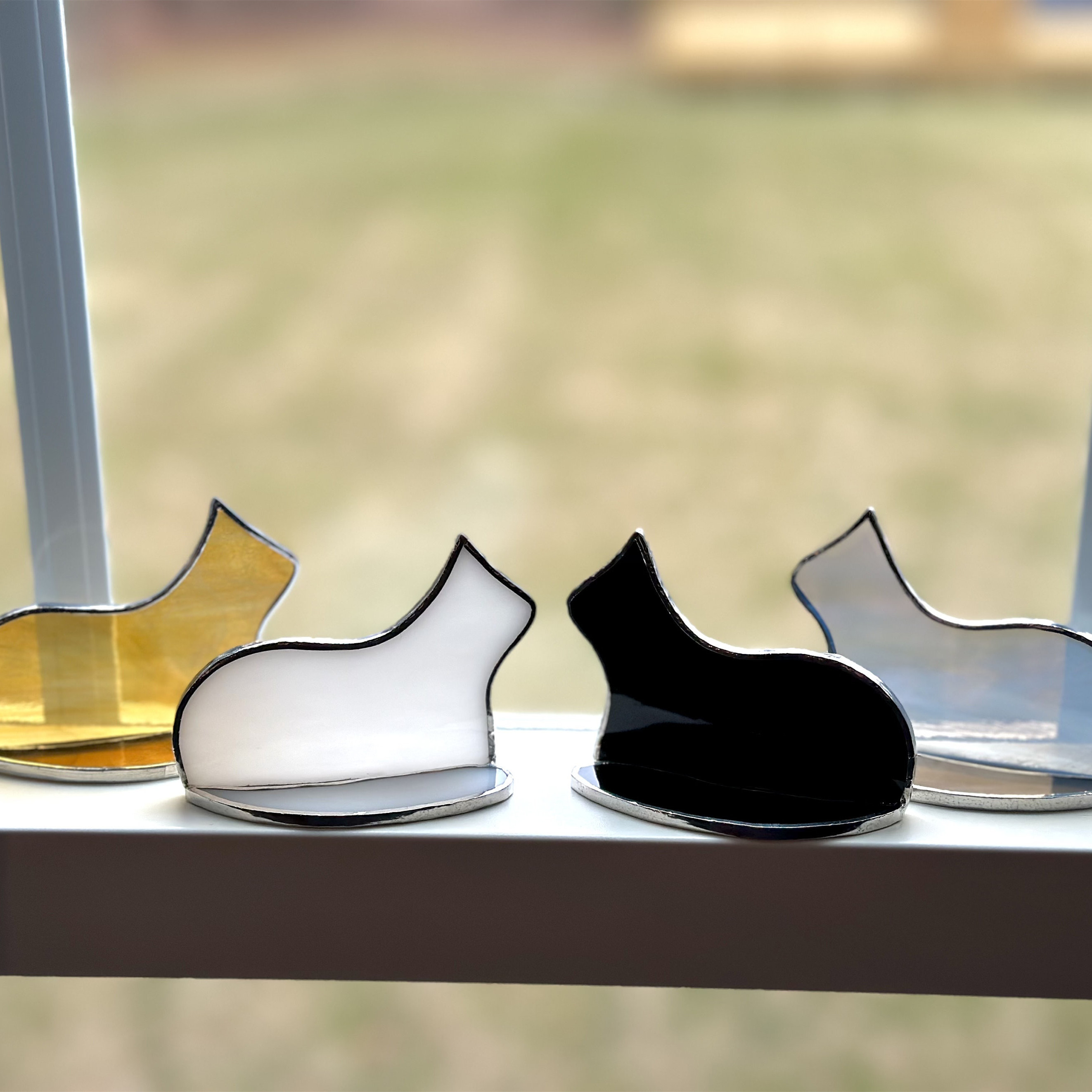 Handmade Standing stained glass cat
