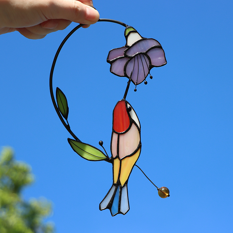 Handcraft stained glass bird suncatcher