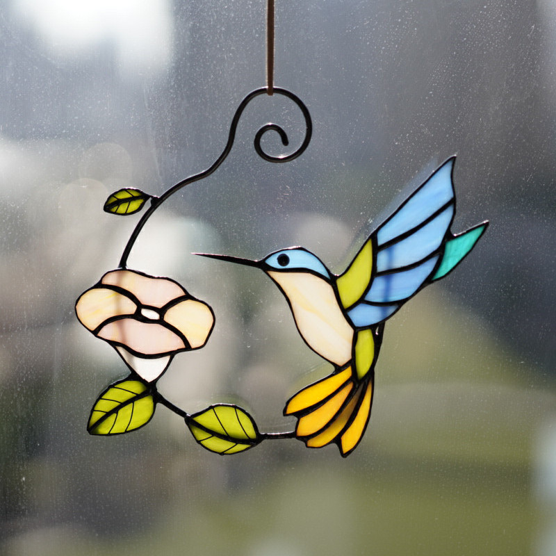 Handcraft stained glass bird suncatcher