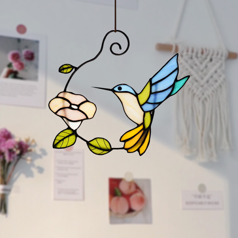Bird stained glass bird suncatcher―Flap