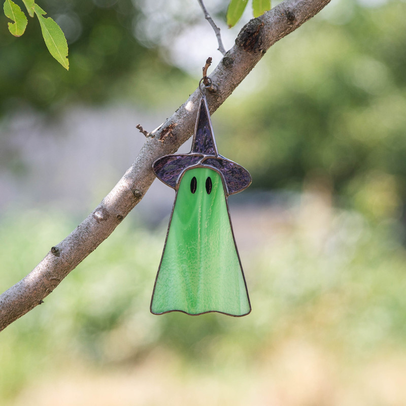 Handcraft stained glass ghost window hangings Outdoor fall decorations
