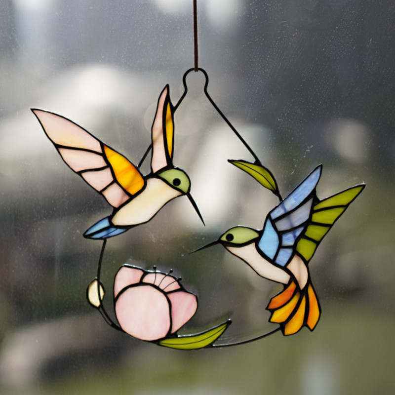 Handcraft stained glass bird suncatcher