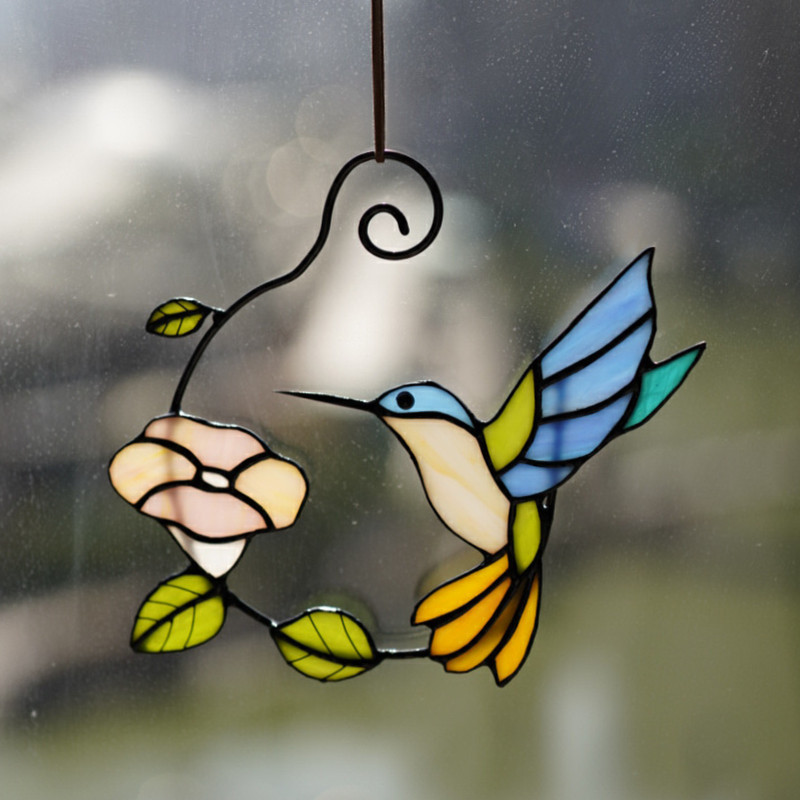 Bird stained glass bird suncatcher―Flap