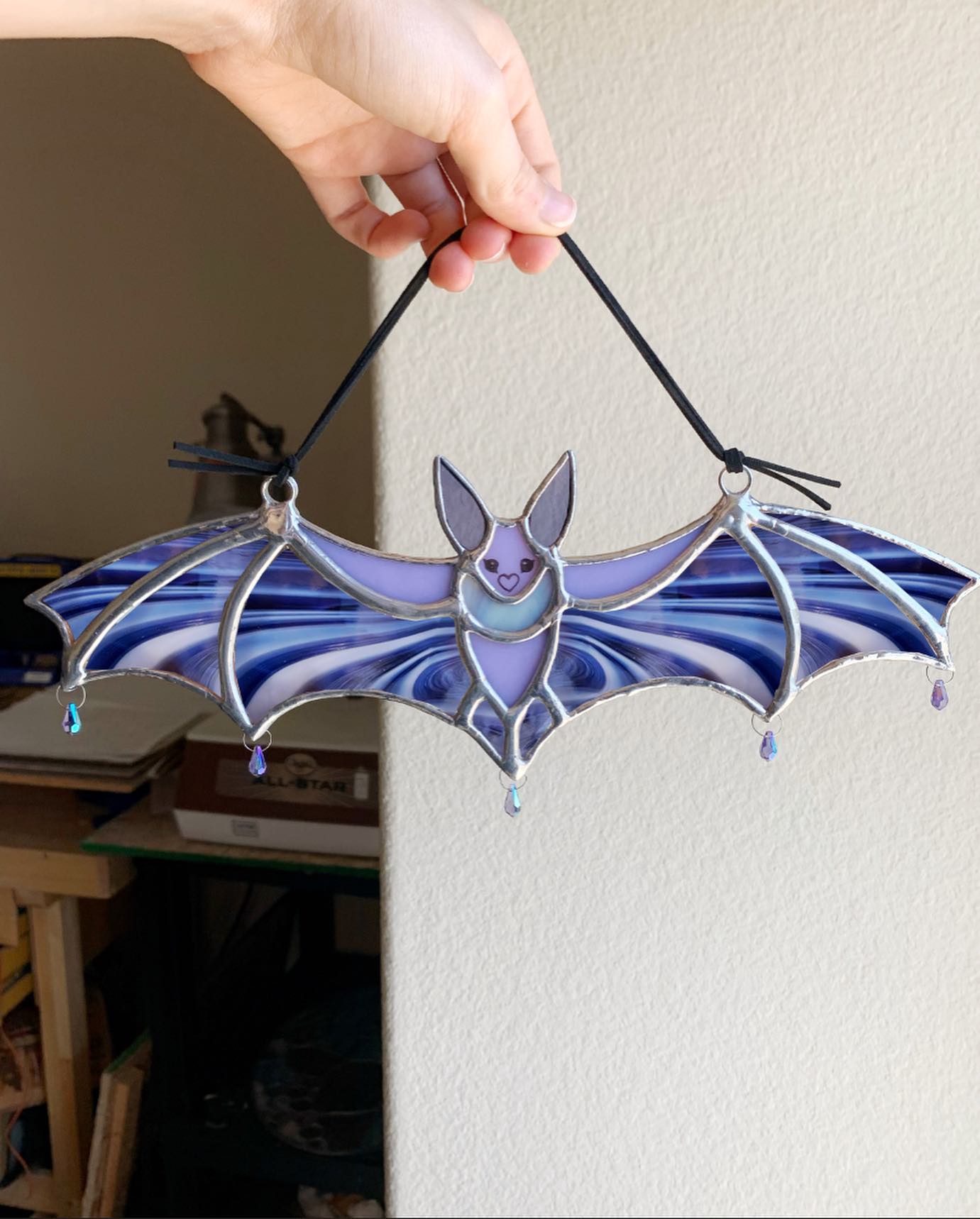 Stained Glass colorful Halloween bats