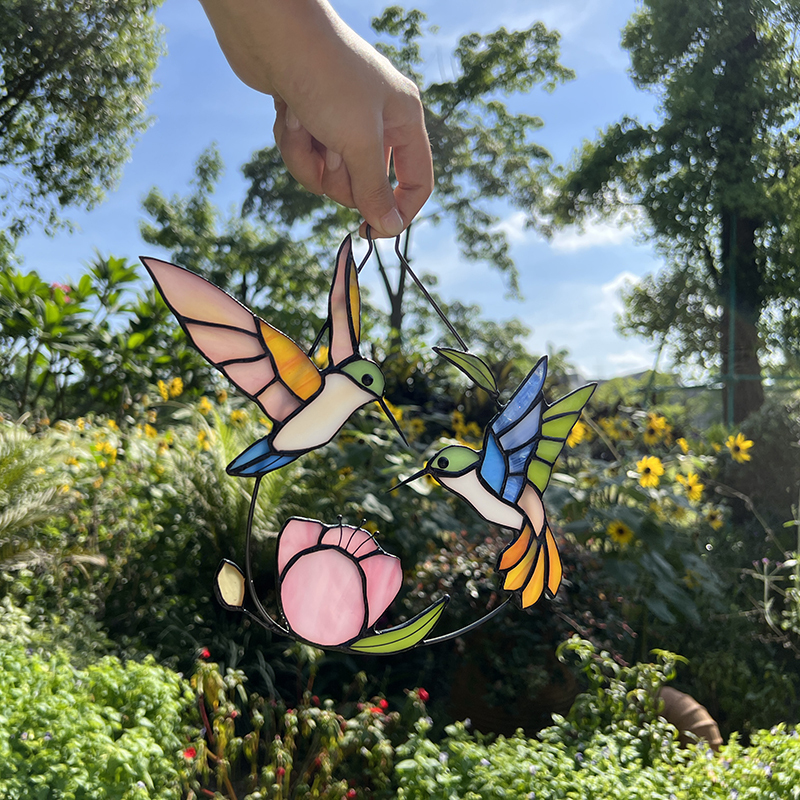 Handcraft stained glass bird suncatcher