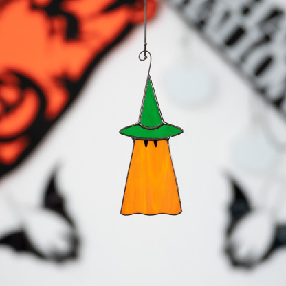 Handcraft stained glass ghost window hangings Outdoor fall decorations