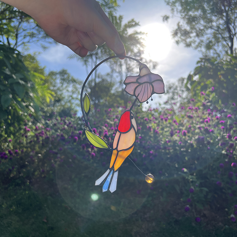 Handcraft stained glass bird suncatcher