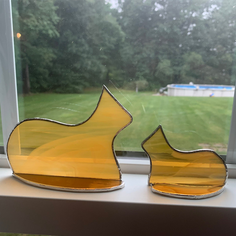 Handmade Standing stained glass cat