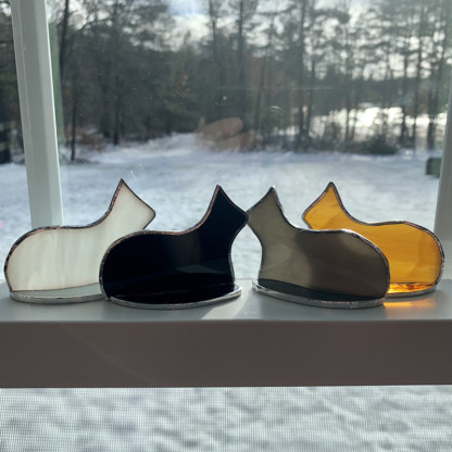 Standing stained glass cat suncatcher ornament