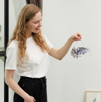 Stained Glass Suncatcher Halloween bat