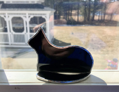 Standing stained glass cat suncatcher ornament
