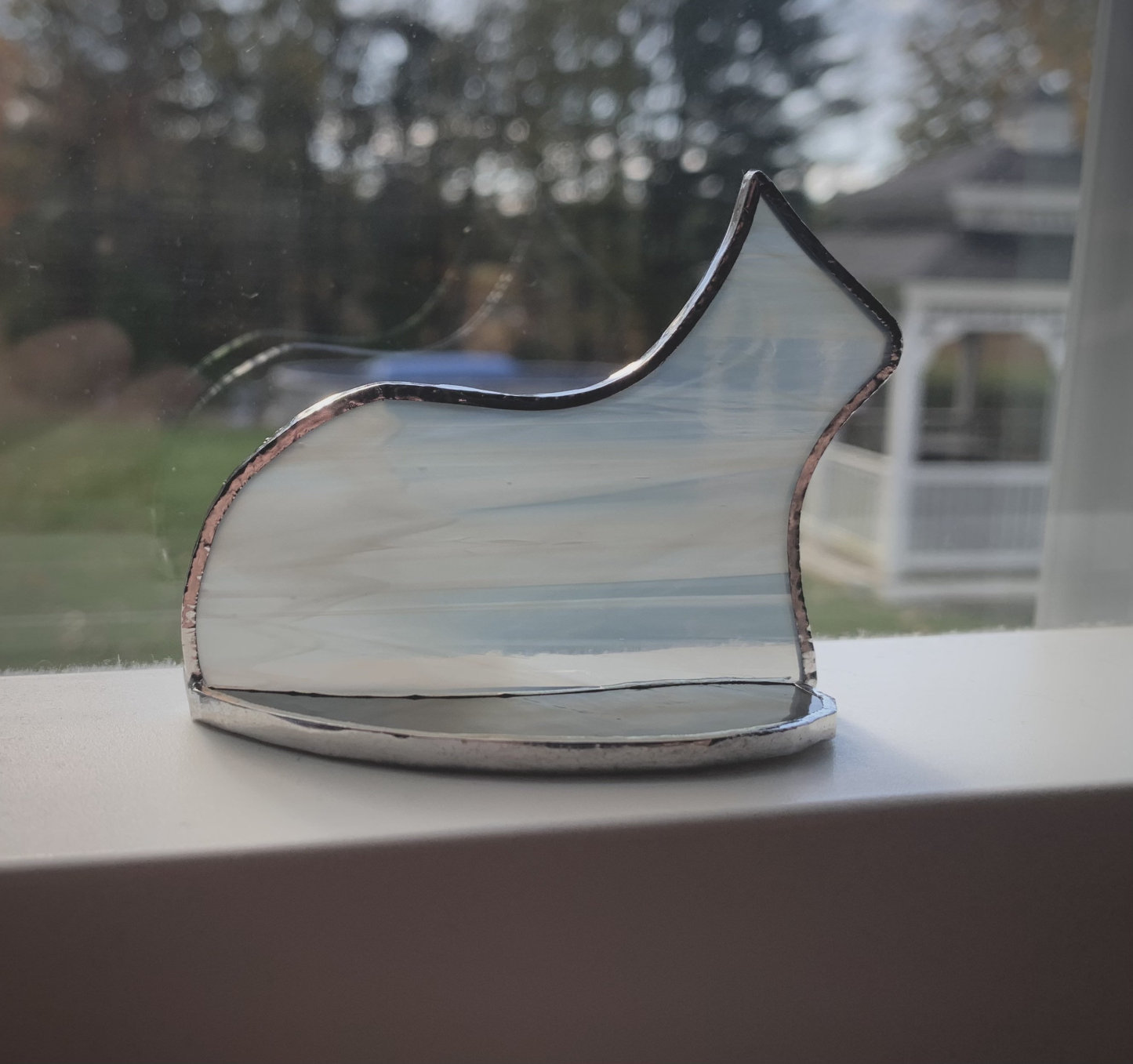 Standing stained glass cat suncatcher ornament