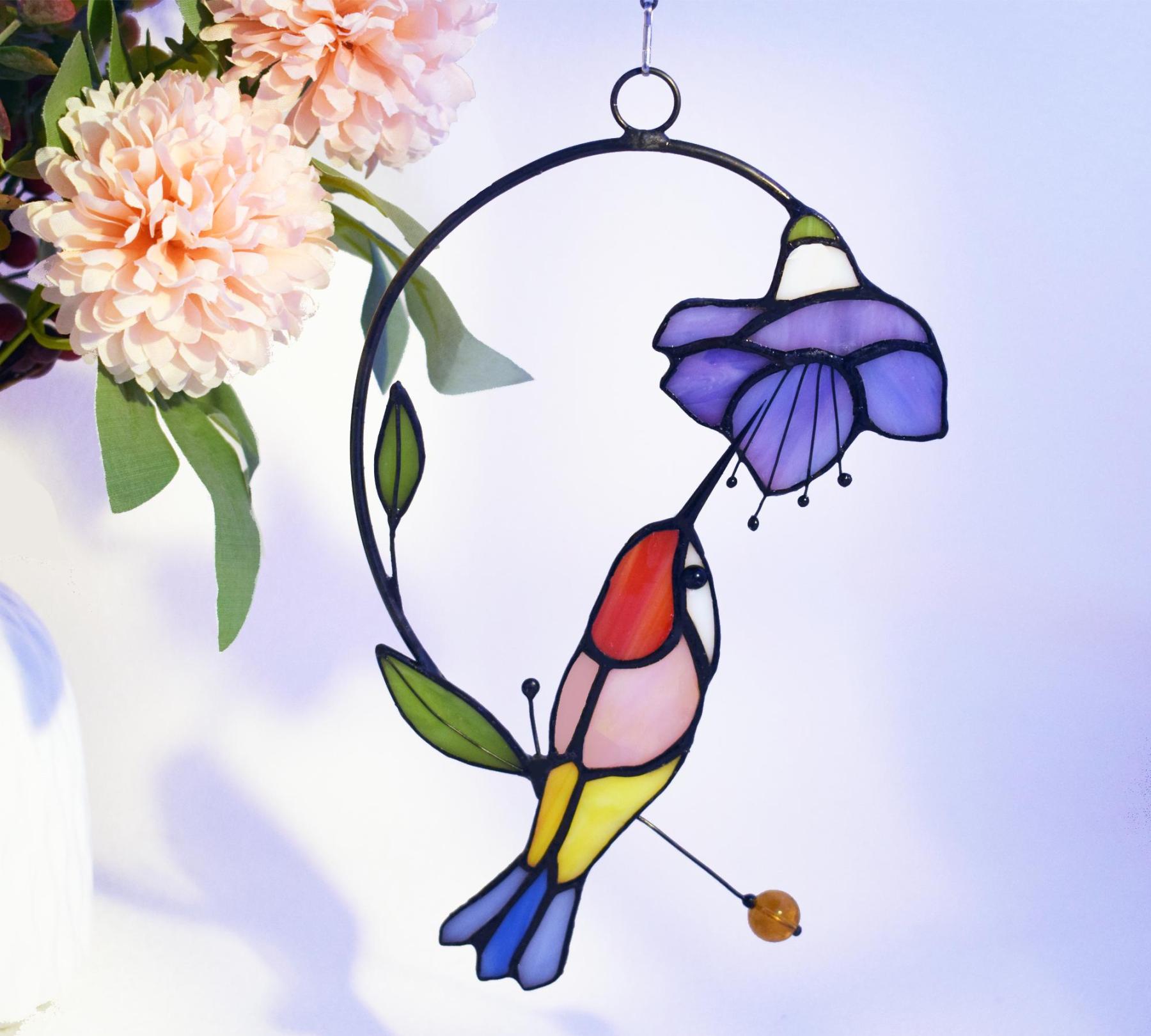 Handmade stained glass bird suncatcher