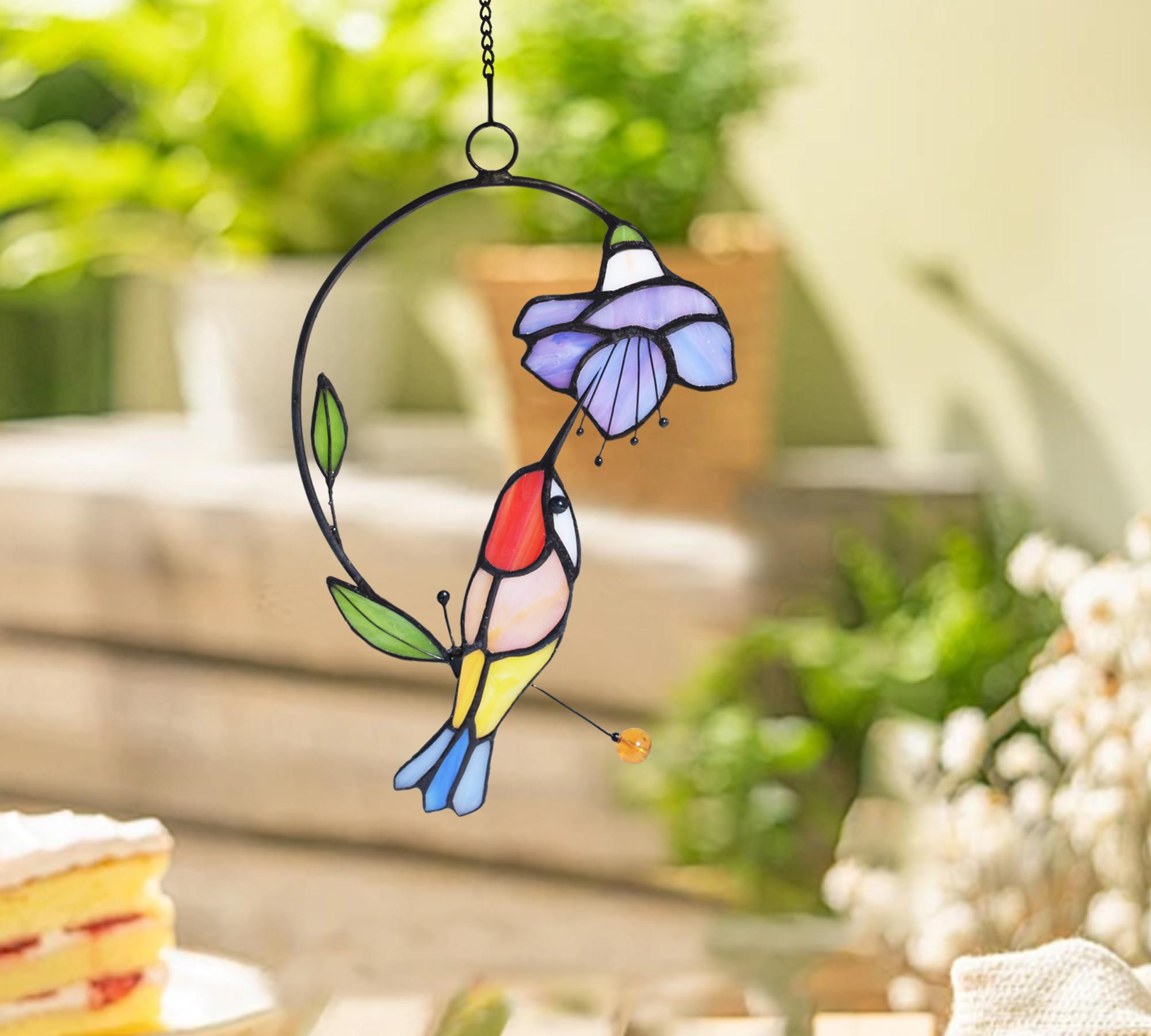 Handmade stained glass bird suncatcher