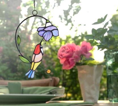 Handmade stained glass bird suncatcher