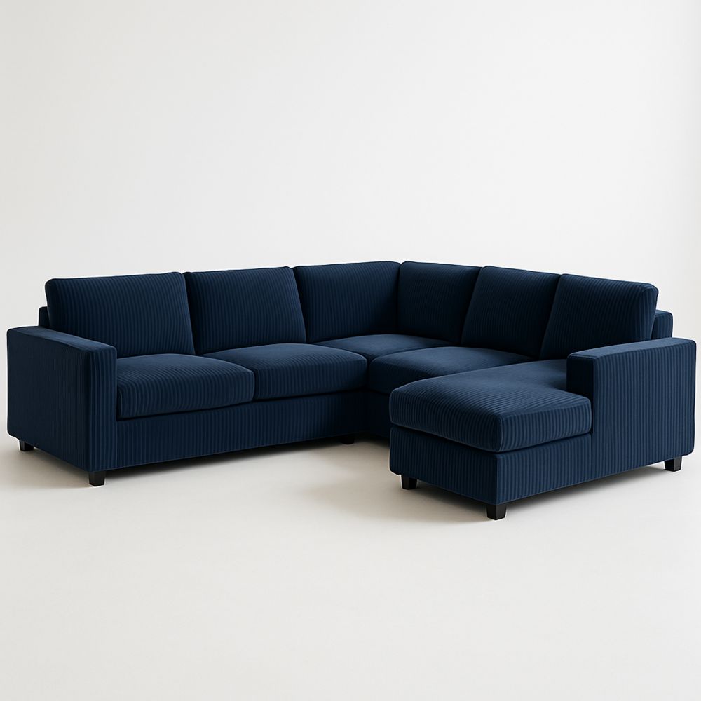 Ecksofa Stoff 300 cm x 220 cm Dunkelblau