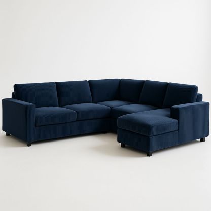 Ecksofa Stoff 300 cm x 220 cm Dunkelblau