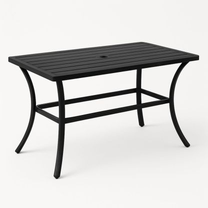 Rechteckiger Gartentisch aus Aluminium, Schwarz, 140 x 80 x 75 cm