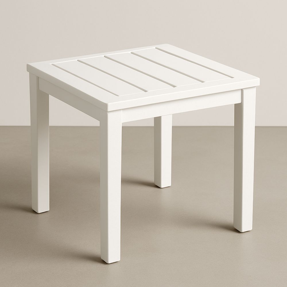 Quadratischer Gartentisch aus Aluminium, Weiß, 45 x 45 x 45 cm